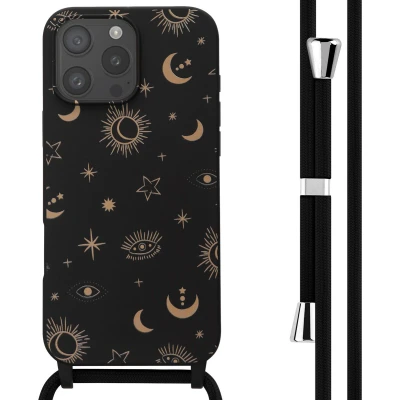 Afbeelding van imoshion hoesje Geschikt voor iPhone 16 Pro Max met koord Siliconen design Meerkleurig / Sky Black
