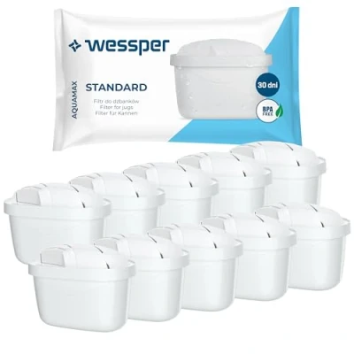 Afbeelding van Maxtra+ Brita waterfilter met actieve kool en lonenwisselaarhars, geschikt voor Marella, Maxtra waterkaraf, 10 stuks