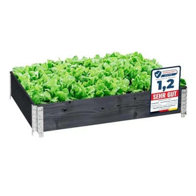 Afbeelding van Garronda Palletrand 120x80x20cm Antraciet Bloemen Kruiden Palletframe Natuurlijke Verhoogde Bloembedden GD BUD PAL