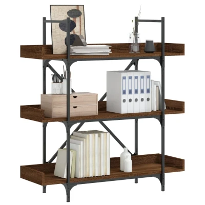 Afbeelding van Boekenkast 3 laags 100x33x108,5 cm bewerkt hout bruineikenkleur