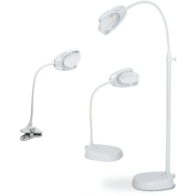 Afbeelding van PURElite Vloerlamp, led vergrootglas, verstelbare tafellamp, wit, stroomvoorziening of batterij