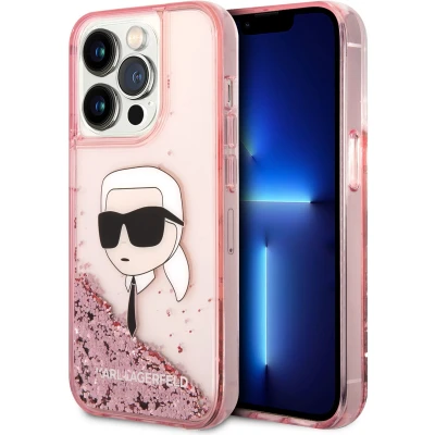 Afbeelding van Karl Lagerfeld KLHCP14LLNKHCP iPhone 14 Pro 6.1 roze/roze hardcase Glitter Head
