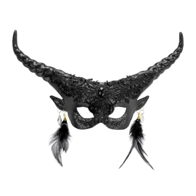 Afbeelding van W WIDMANN MILANO Party Fashion Duivel oogmasker met hoorns, demon, Halloween kostuum accessoire