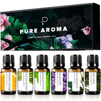 Afbeelding van MayBeau Essential Oils Set (10 stuks oliën, 100 procent pure lavendel, eucalyptus, jasmijn, ylang, theeboom, grapefruit, citroen, zoete sinaasappel, bergamot en munt)
