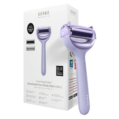 Afbeelding van GESKE SmartAppGuided™ MicroNeedle Face &amp; Body roller 8 in 1 Elektrische Microneedling Naaldroller Schoonheidsroller voor gezicht en lichaam