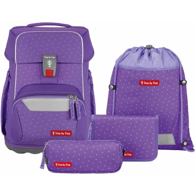 Afbeelding van Step by Schooltas Basis Schulranzen Set 4 delig Purple Konfetti Paars