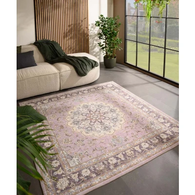 Afbeelding van Buitenkleed Vierkant Vintage Valenca Nova Paars/roze 160x160 Cm
