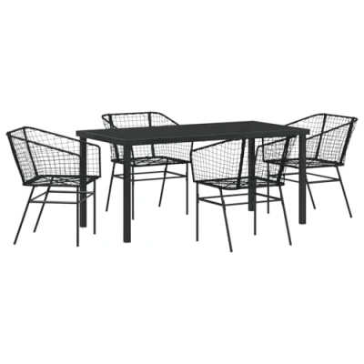 Afbeelding van vidaXL Set van 3 Zwart PE rattan, gepoedercoat staal 2 Zitter Duurzaam