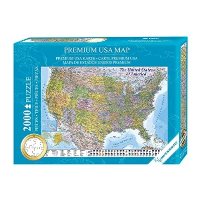 Afbeelding van Close Up Puzzel USA 2000 stukjes Amerika 97 x 69 cm premium kaart 2021 kaarten in minuten