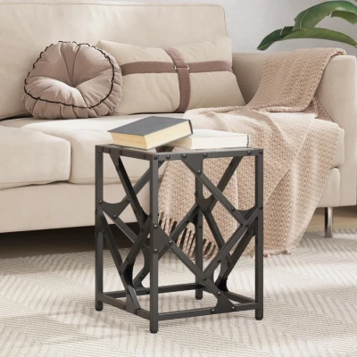 Afbeelding van Salontafel met transparant glazen blad 30x30x41 cm staal