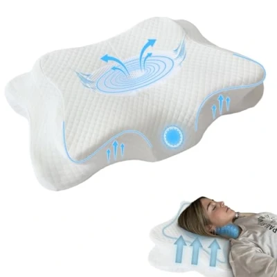 Afbeelding van MOMMY CONFORT ergonomisch nekkussen Traagschuimkussen, en orthopedisch kussen, nekkussen, wasbare overtrek zijslapers, rug, buik