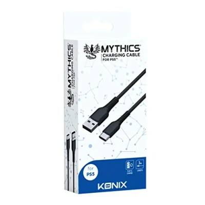 Afbeelding van Konix Mythics DualSense PS5 Controller oplaadkabel USB type A naar C kabel 3m zwart