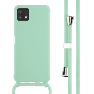 Afbeelding van iMoshion hoesje Geschikt voor Samsung Galaxy A22 (5G) met koord Siliconen Mintgroen