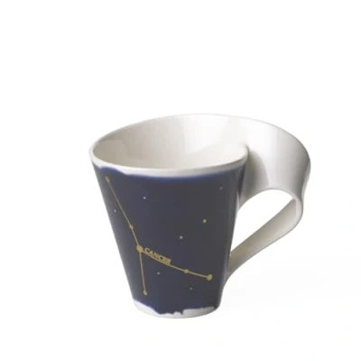 Afbeelding van Villeroy &amp; Boch 10 1616 5816 NewWave Stars mok met handvat, elegante kankermotief, premium porselein, vaatwasmachinebestendig, wit/blauw, 300 ml