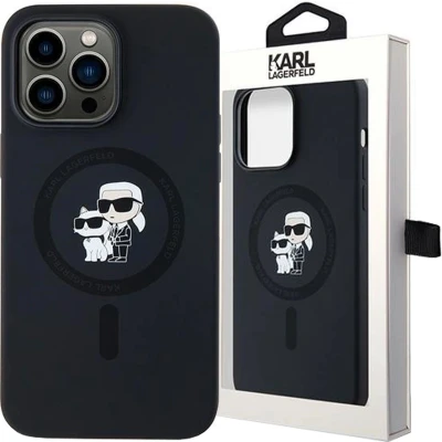 Afbeelding van Karl Lagerfeld Siliconen Karl&amp;Choupette MagSafe hoesje voor iPhone 14 Pro Max zwart
