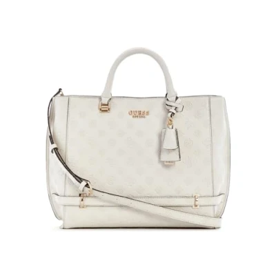 Afbeelding van GUESS Shopper Schoudertas Zarela Girlfriend Tote Cream White Logo Wit