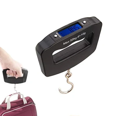 Afbeelding van Mengshen Steelyard elektronische mini bagageweegschaal, 110 lb/50 kg, met haak, tarrafunctie, verlicht lcd display voor boerderijjacht in de open lucht