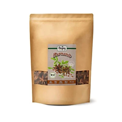 Image de Biojoy BIO Anis étoilé entière (500 g), thé d&#039;anis, sans additifs (Illicium verum)