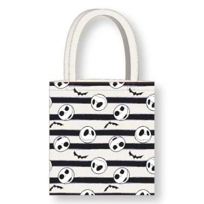 Image de Cerdà L&#039;Étrange Noël de monsieur Jack Tote Bag à longues poignées 36 x 39 cm Polyester et coton Motif Skellington Blanc