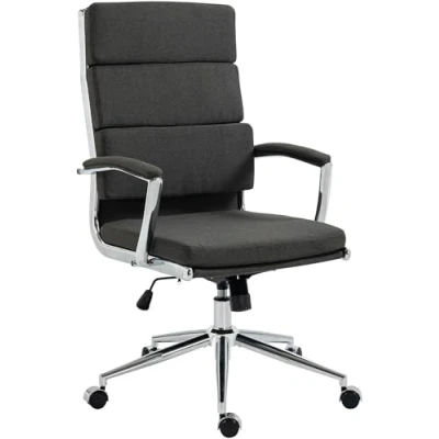 Afbeelding van CLP Cleveland Bureaustoel Ergonomisch Voor volwassenen Met schommelfunctie verchroomd frame donkergrijs Stof