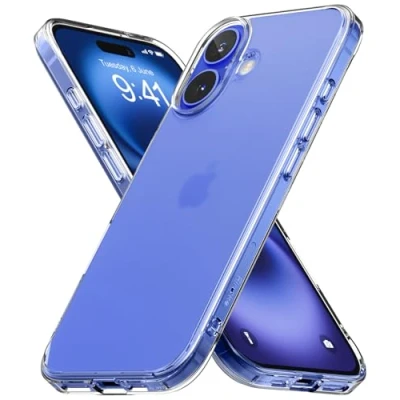 Afbeelding van Ringke beschermhoes compatibel met iPhone 16 [Fusion Mat], transparant, ultradun, robuust, stijf, achterkant, zacht, schokbestendig, voor 16, accessoires, mat transparant