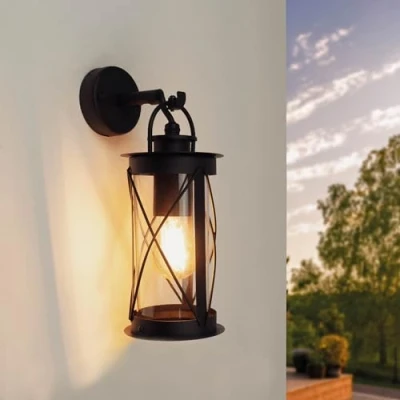 Afbeelding van Ledvion Wandlamp buiten, Zwart, E27 Fitting, IP44, Buitenlamp, Buitenverlichting, Tuinverlichting, Gevel Verlichting, Buitenwandlamp, Wand lamp