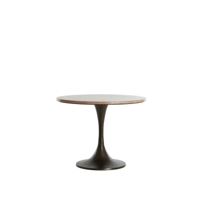 Afbeelding van Light&amp;living Bijzettafel Ø59x44 cm DOLIN rood travertin+donker bruin