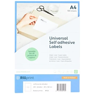 Afbeelding van Rillprint A4 Stickervellen Magazijn Etiketten Stickers 2 Per Vel 210x148MM 100 stuks