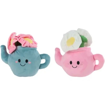 Afbeelding van Take Me Home Knuffel Plant Pluche Theepot met Bloemen, 18cm