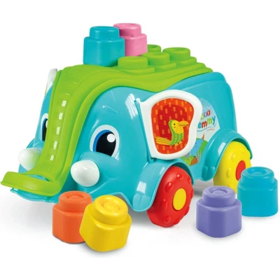 Afbeelding van Clementoni 17697 Soft Clemmy Elephantino trolley met stenen kinderwagen constructie zachte voor kinderen van 10 maanden constructie, gemaakt in Italië