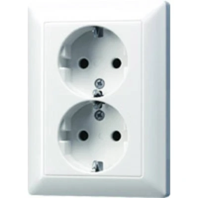Afbeelding van Jung AS5020UWW Wandcontactdoos met randaarde Inzetstuk 2 voudig Alpine wit