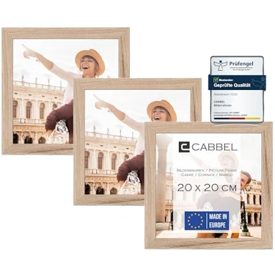Afbeelding van CABBEL Set van 3 fotolijsten, 20 x cm, natuur, wand en tafeldecoratie, ideaal voor foto&#039;s kunstwerken, modern duurzaam,