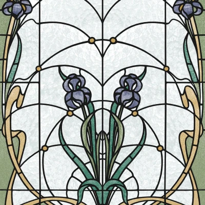 Afbeelding van Dutch Wallcoverings Artifice glas in lood grijs/blw/groen M793 06