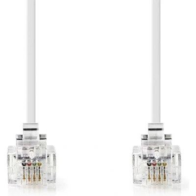 Afbeelding van Telecomkabel RJ11 Male 10.0 m Kabel design: Plat Connectorplating: Goud Verguld