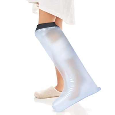 Afbeelding van waterdichte douche beenbeschermer, been gips beschermer herbruikbare bandage voor volwassenen en wondbeschermer gebroken been, knie, voet,