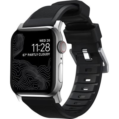 Afbeelding van Nomad rugged sport strap Apple Watch 42mm / 44mm 45mm 49mm zwart zilver NM1A41SN00