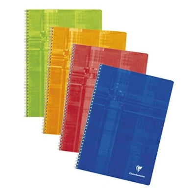 Image de Clairefontaine 68141C Un Cahier à Spirale A4 21x29,7 cm 100 Pages Grands Carreaux Papier Blanc 90 g Couverture Carte Pelliculée Couleur Aléatoire