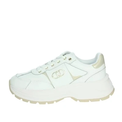 Afbeelding van LIU.JO Chunky damesschoenen, dikke zool, wit en goud, platformstijl, Wit., 41 EU