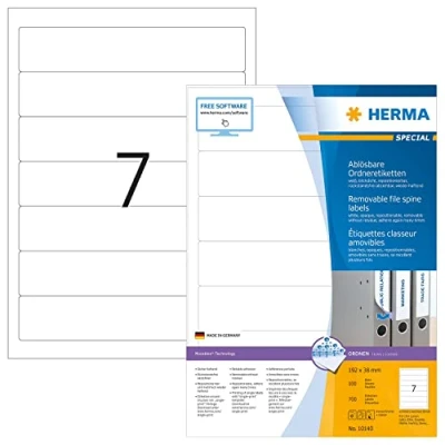 Afbeelding van HERMA mapetiketten A4 wit 192x38 mm ablösb. opak 700 St.