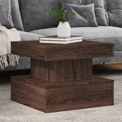 Afbeelding van Salontafel met LED verlichting 50x50x40 cm bruin eikenkleur