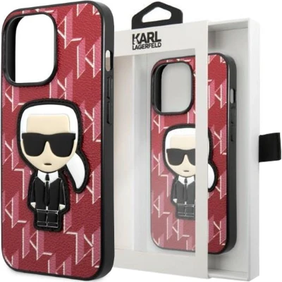Afbeelding van Karl Lagerfeld KLHCP13SPMNIKPI hoesje voor iPhone 13 mini hardcase rood Monogram Ikonik Patch