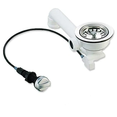 Afbeelding van keenberk Spoelbakafvoer met zeef 3 1/2 inch Ø 114 mm draaibediening door excentrische kabel