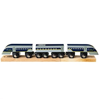 Afbeelding van Bigjigs Rail Eurostar E320 trein, houten treinbaan, speelgoed voor kinderen, educatief speelgoed, cadeau van hout, compatibel met andere treinmerken