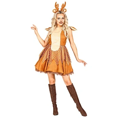 Afbeelding van Widmann Hert &amp; Rendier Rudolf Kostuum Sexy Schattebout Vrouw Bruin Medium Kerst Verkleedkleding