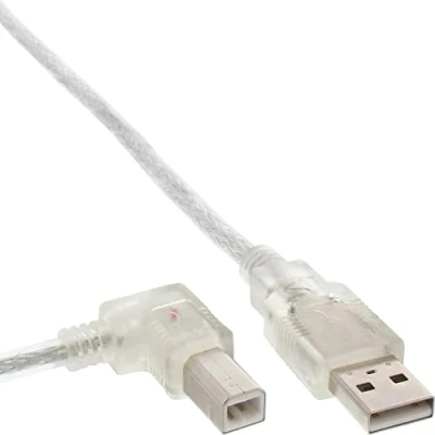 Afbeelding van USB naar B haaks kabel USB2.0 tot 2A / transparant 1 meter