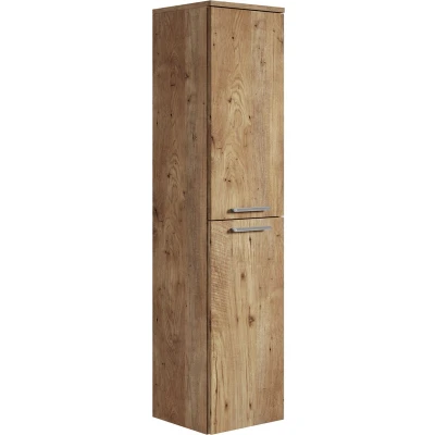 Afbeelding van Badplaats Badkamerkast Saturnus 35 x 130 cm Kastanje Eiken Hangende Kolomkast met Twee Deuren