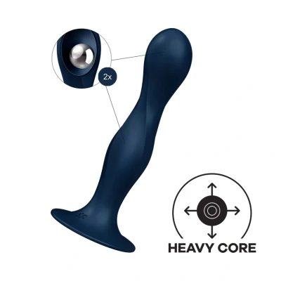 Afbeelding van Satisfyer Double Ball R Verzwaarde Dildo met Bewegende Metalen Kogels Blauw