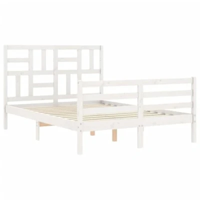 Afbeelding van vidaXL Bedframe met hoofdbord massief hout wit 120x200 cm
