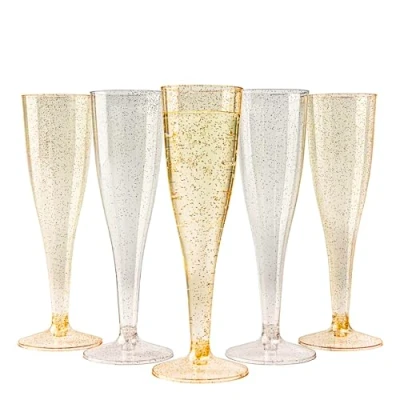 Afbeelding van MATANA 120 Plastic Champagneglazen med Gouden en Zilveren Glitter voor Bruiloften, Verjaardagen, Kerst &amp; Feesten, 133ml Elegant, Stevig Herbruikbaar