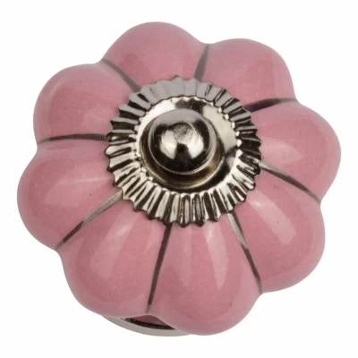 Afbeelding van Good in Style Meubelknop 40mm bloem, roze zilver.